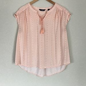 Great Northwest Indigo Boho Peach Tassle Top Large